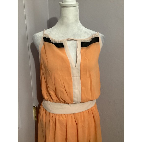 Lucy Paris Spaghetti Strap Orange Chevron Print Maxi Dress M - Picture 2 of 9